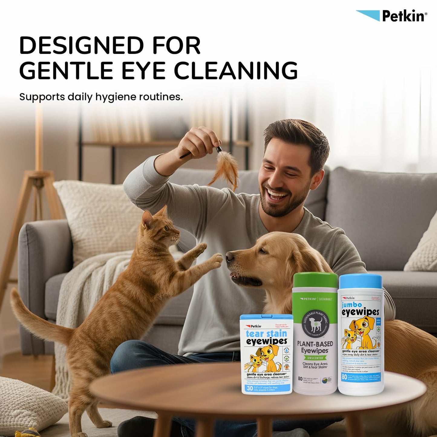Petkin Jumbo Eyewipes for Dogs and Cats (80 WIPES)