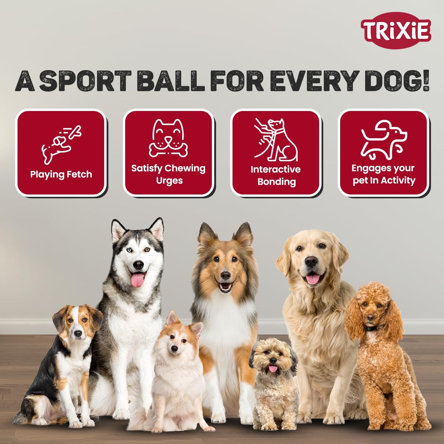 TRIXIE Sport Ball Natural Rubber Toy for Dog & Cat
