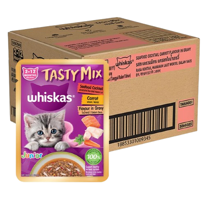 Whiskas Tasty Mix Seafood Cocktail Carrot Flavour in Gravy Kitten (2-12 Months) Wet Cat Food