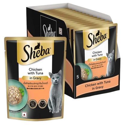 Sheba Chicken With Tuna In Gravy Rich Premium Adult Fine Cat Wet Food