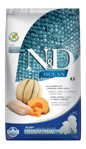 Farmina N&D Ocean Cod, Pumpkin & Cantaloupe Melon Puppy Med/Maxi Dry Dog Food