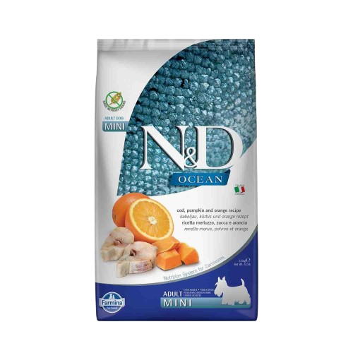 Farmina N&D Ocean Codfish Pumpkin and Orange Adult Mini Dry Dog Food