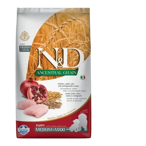 Farmina N&D Ancestral Grain Chicken & Pomegranate  Puppy Medium Maxi Dry Dog Food