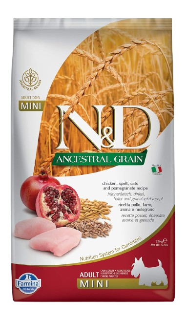 Farmina N&D Ancestral Grain Chicken & Pomegranate Adult Mini Dry Dog Food