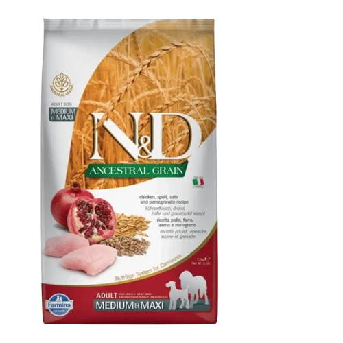 Farmina N&D Ancestral Grain Chicken & Pomegranate Adult Medium Maxi Dry Dog Food 2.5kg