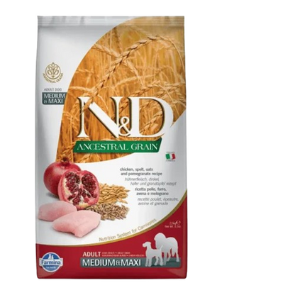 Farmina N&D Ancestral Grain Chicken & Pomegranate Adult Medium Maxi Dry Dog Food 2.5kg