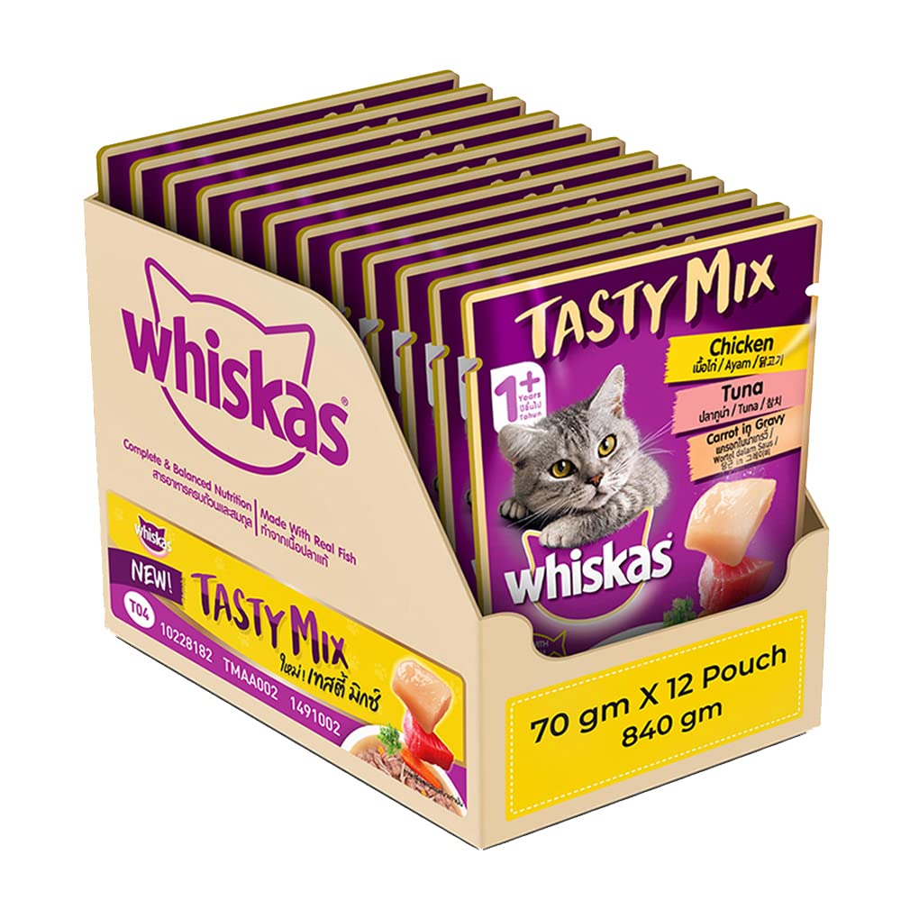 Whiskas Tasty Mix (Chicken With Tuna And Carrot in Gravy) Adult (1+ year) Wet Cat Food