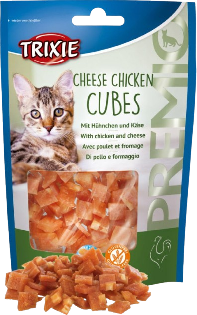 Trixie Premio Cat Treats Snacks, Cheese Chicken Cubes- 50g (Pack of 2)