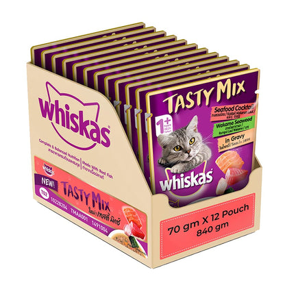 Whiskas Tasty Mix (Seafood Cocktail Wakame Seaweed in Gravy) Adult (1+ year) Wet Cat Food