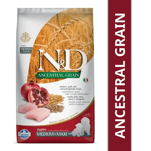 Farmina N&D Ancestral Grain Chicken & Pomegranate  Puppy Medium Maxi Dry Dog Food
