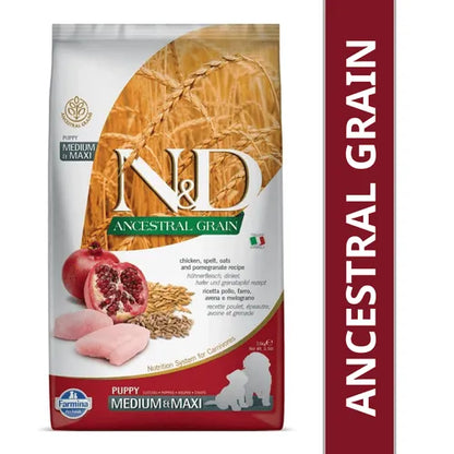 Farmina N&D Ancestral Grain Chicken & Pomegranate  Puppy Medium Maxi Dry Dog Food