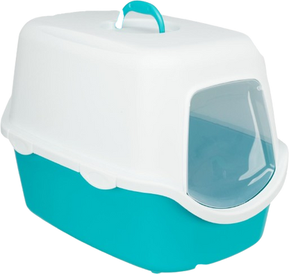 Trixie Vico Cat Litter Tray with Dome (Turquoise/White)