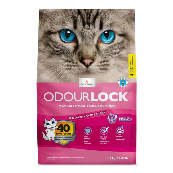 Odourlock Mineral Cat Litter Baby Powder 12kg (T)