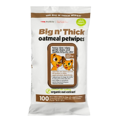 Petkin Oatmeal Pet Wipes for Dogs and Cats 100 Wipes (Large)