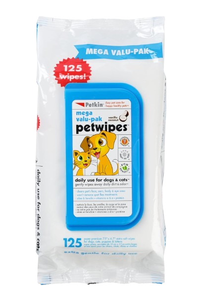 Petkin Pet Wipes Mega Value Pack (125 wipes)
