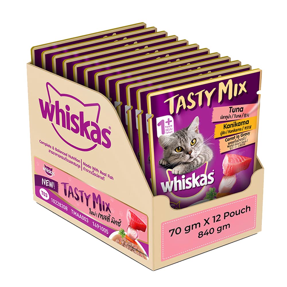 Whiskas Tasty Mix (Tuna With Kanikama And Carrot in Gravy) Adult (1+ year) Wet Cat Food