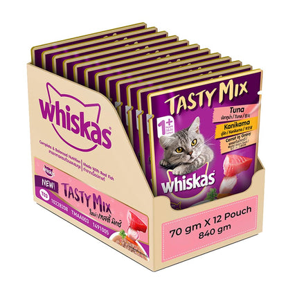 Whiskas Tasty Mix (Tuna With Kanikama And Carrot in Gravy) Adult (1+ year) Wet Cat Food