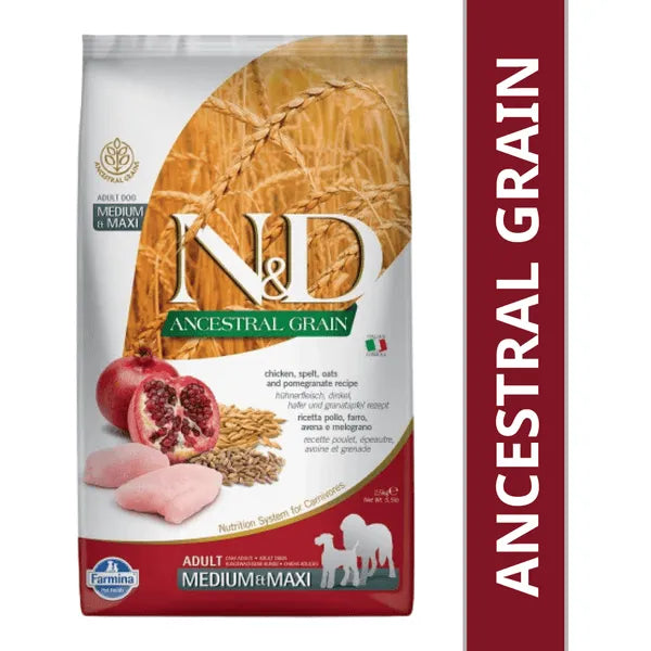 Farmina N&D Ancestral Grain Chicken & Pomegranate Adult Medium Maxi Dry Dog Food 2.5kg