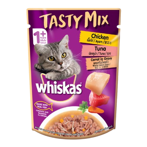 Whiskas Tasty Mix (Chicken With Tuna And Carrot in Gravy) Adult (1+ year) Wet Cat Food