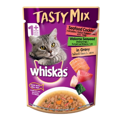 Whiskas Tasty Mix (Seafood Cocktail Wakame Seaweed in Gravy) Adult (1+ year) Wet Cat Food