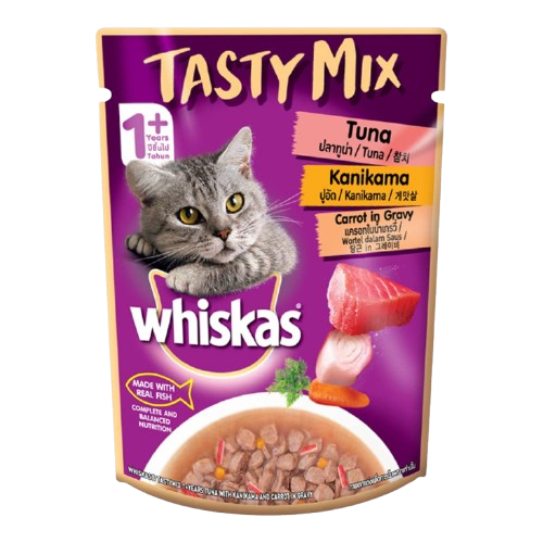 Whiskas Tasty Mix (Tuna With Kanikama And Carrot in Gravy) Adult (1+ year) Wet Cat Food