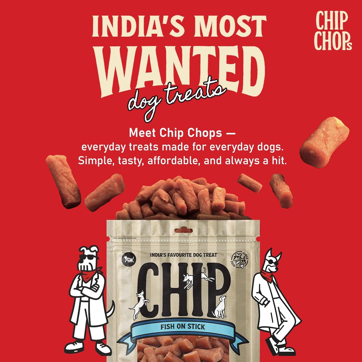 Chip Chops Fish On Stick Dog Snacks 250g