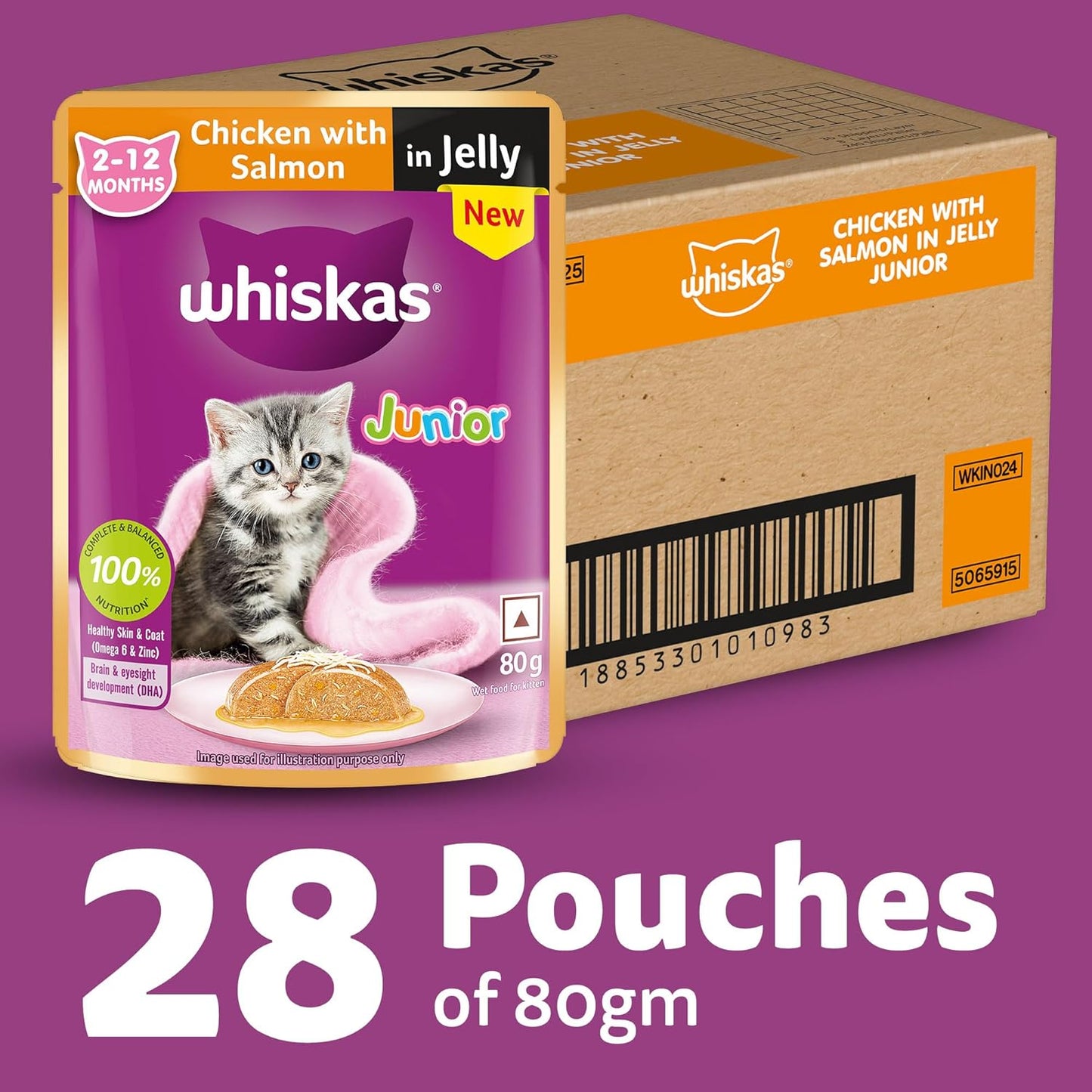 Whiskas Chicken with Salmon in Jelly Junior Kitten (2-12 Months) Wet Cat Food