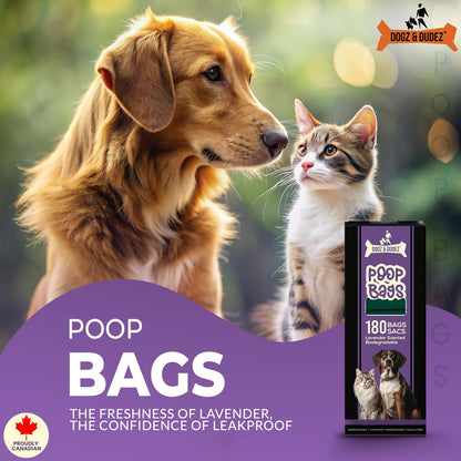 Dogz & Dudez, Poop Bag for Dogs Lavender Scented 180 Bag