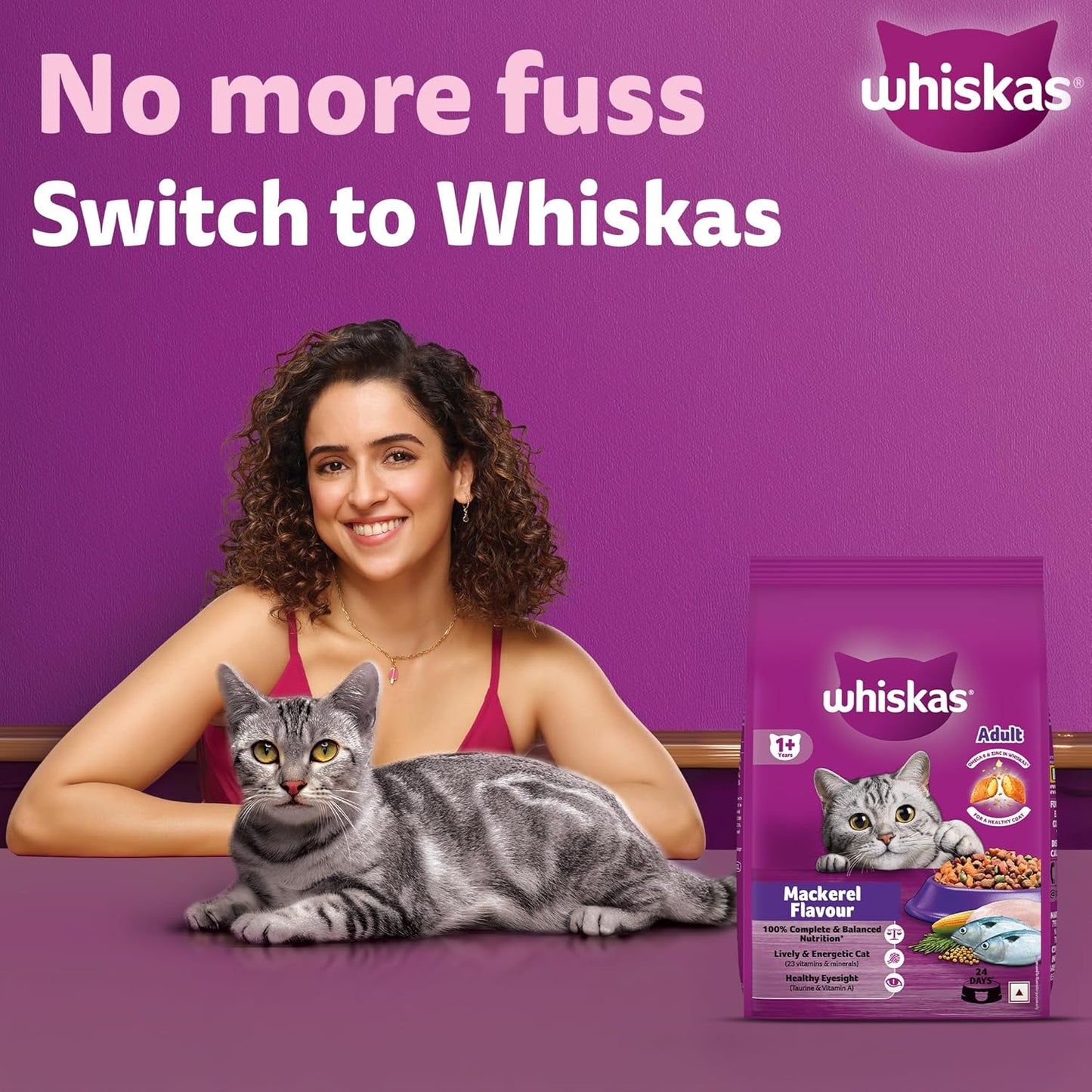 Whiskas Mackerel Flavour Adult (1+ Years) Dry Cat Food