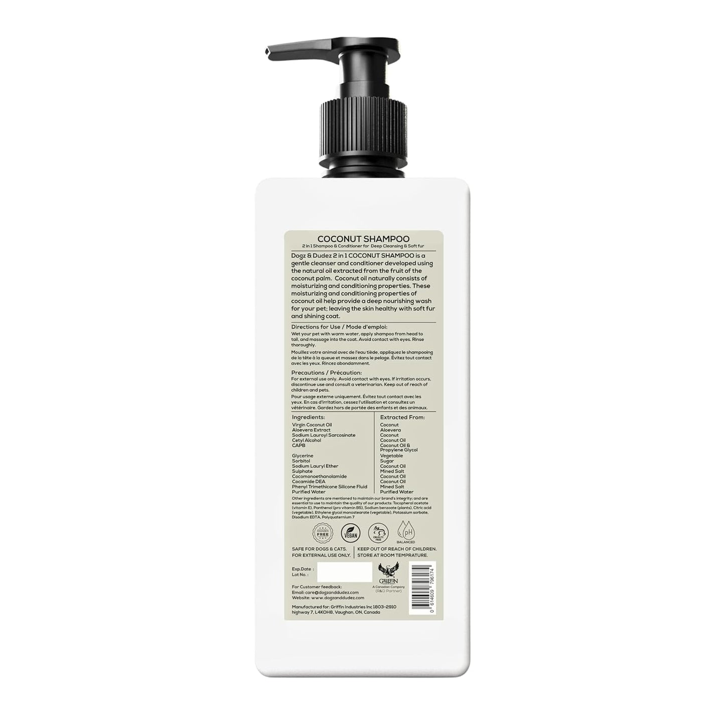 Dogz & Dudez Coconut Dog Shampoo for Dogs & Cats 200ML