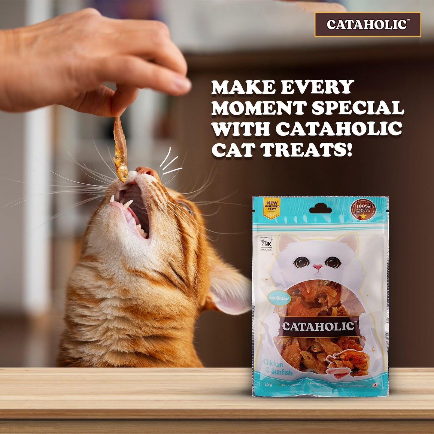 Cataholic Soft Chicken and Sunfish Spiral Treats Cat and Kittens - 50g