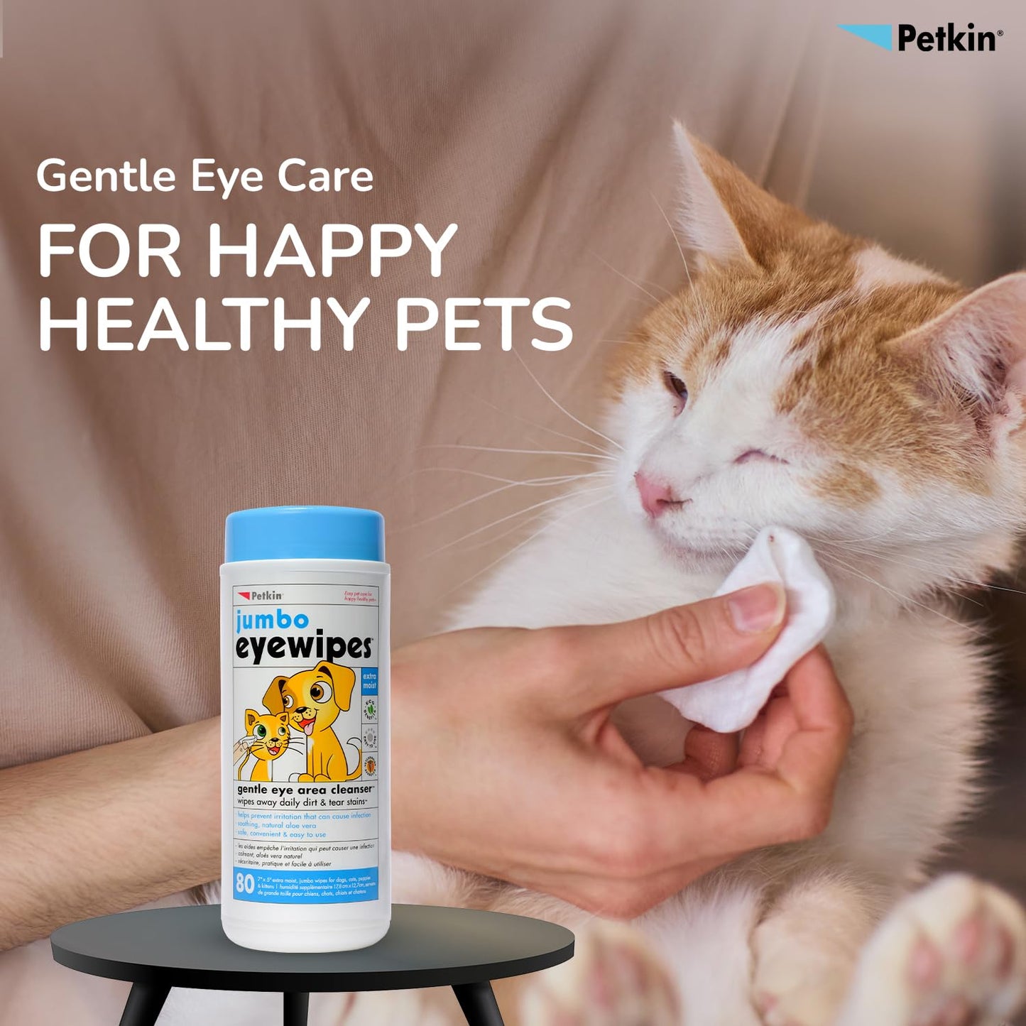 Petkin Jumbo Eyewipes for Dogs and Cats (80 WIPES)
