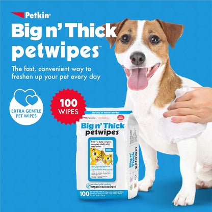 Petkin Big n' Thick Pet Wipes (100 Wipes)