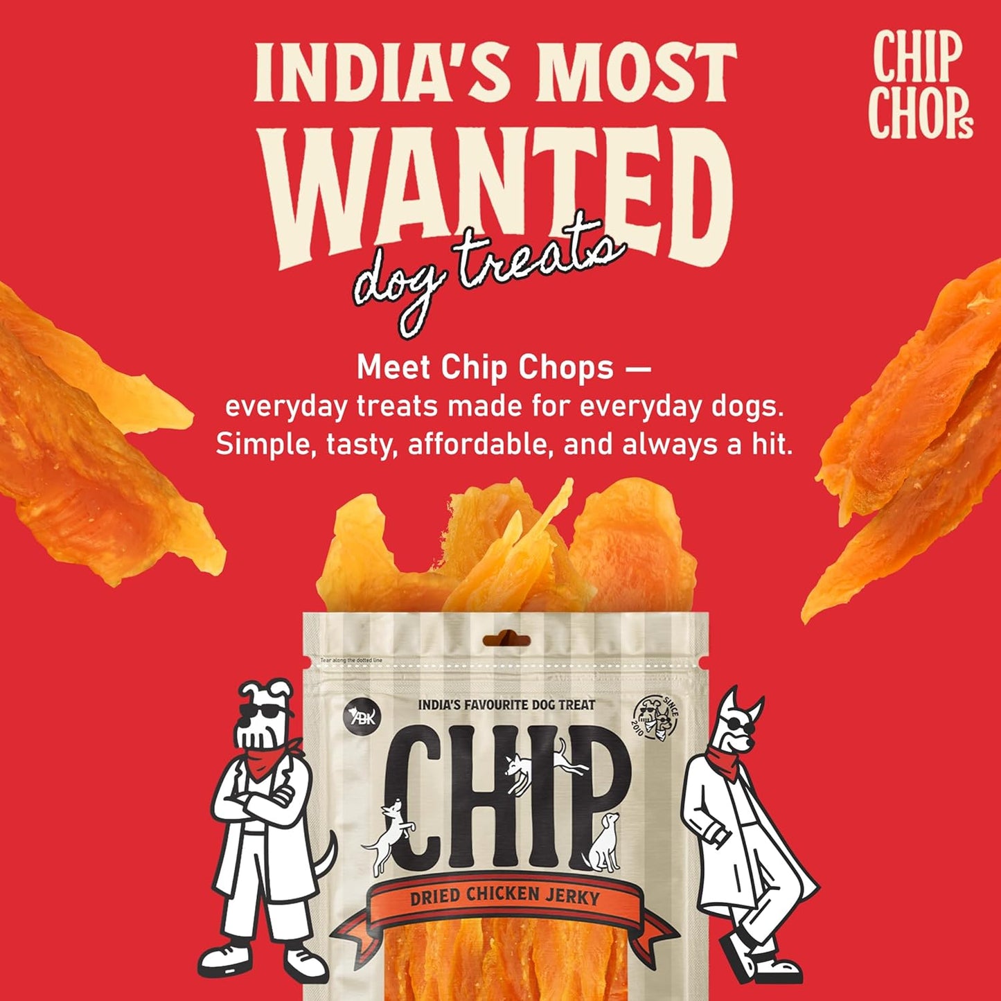 Chip Chops Sun Dried Chicken Jerky Dog Treat 250g