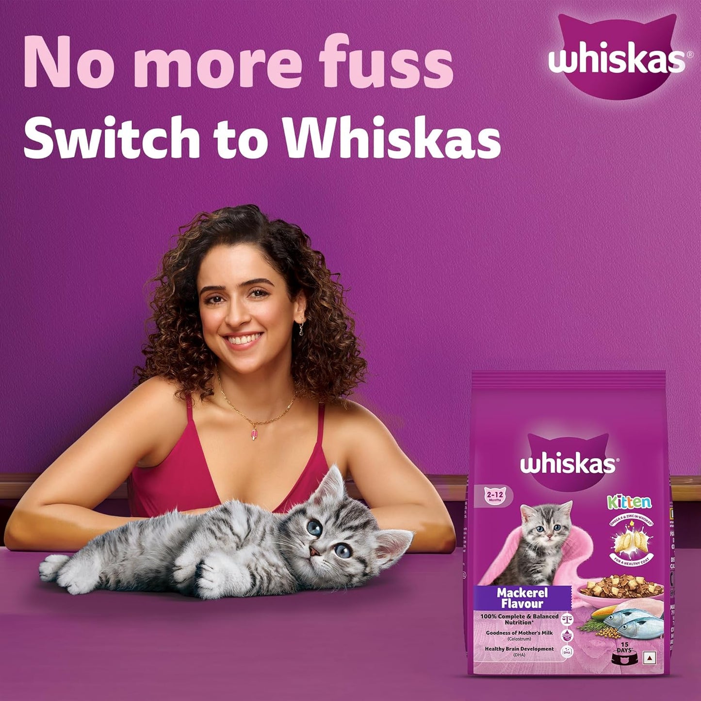 Whiskas Mackerel Fish Flavour Junior Mother Cat & Kitten (2-12 Months) Dry Cat Food