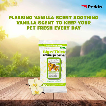 Petkin Big N' Thick Natural Petwipes (100 wipes)