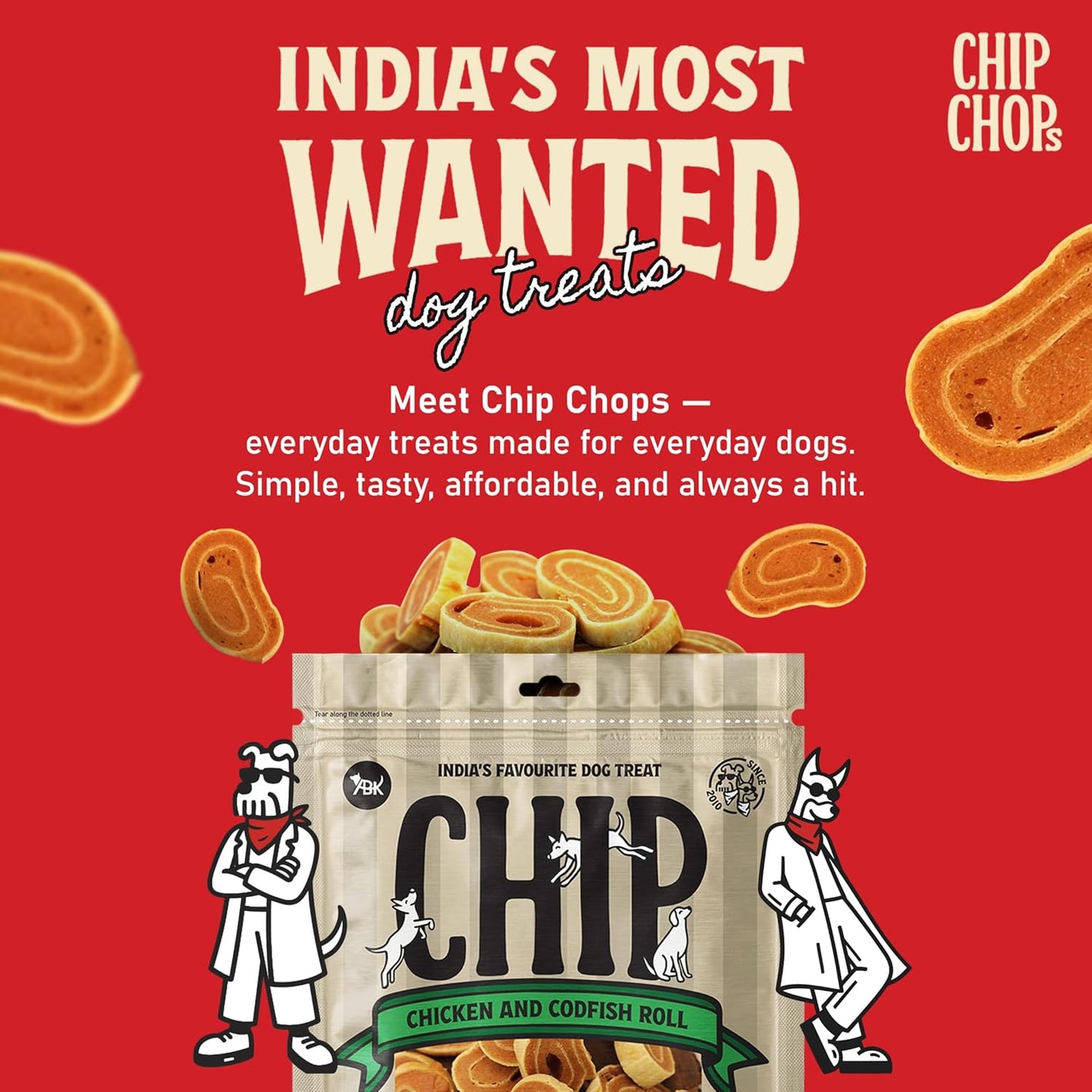 Chip Chops Chicken and Codfish Rolls Dog Treat 250g