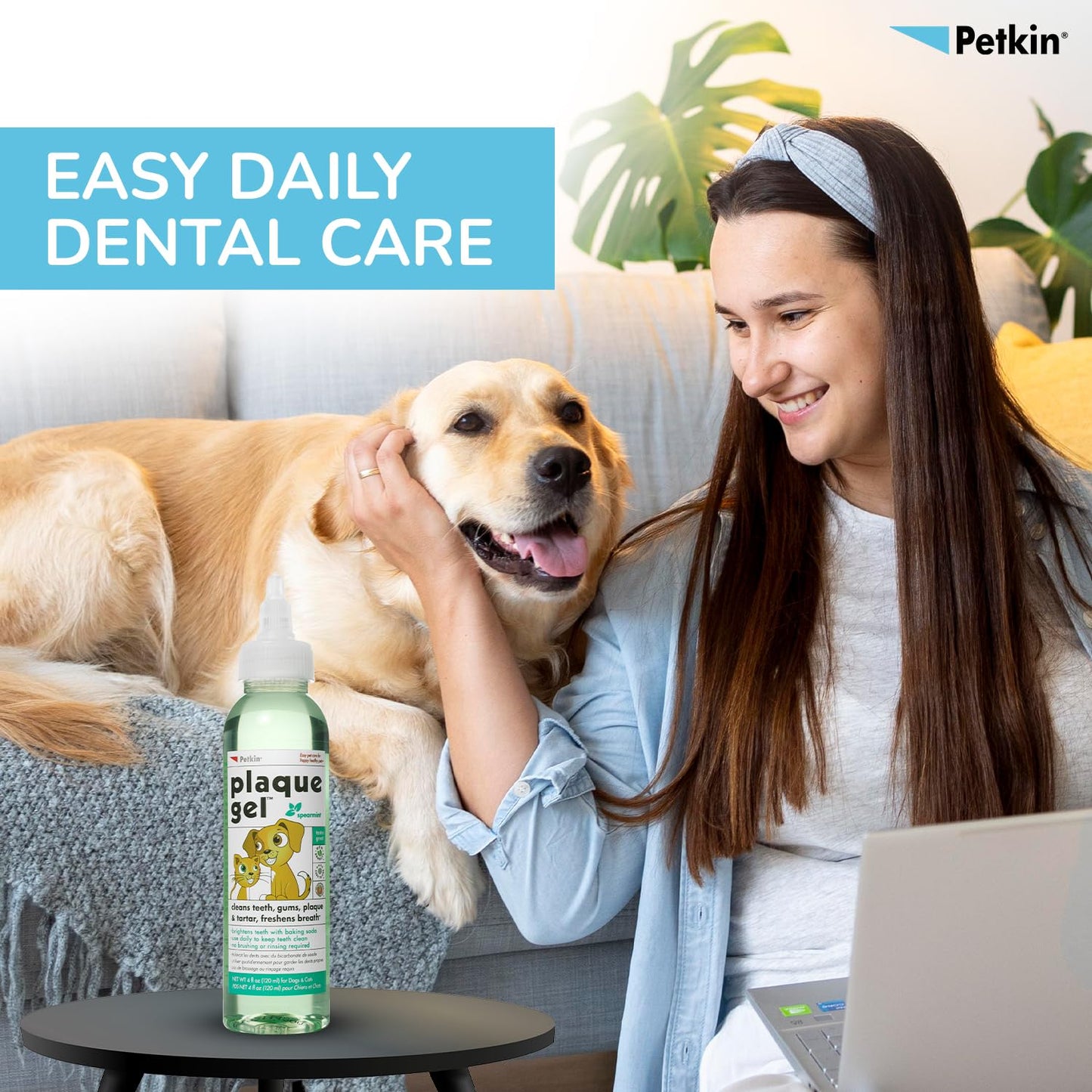 Petkin Plaque Gel Spearmint Oral Care for Dogs & Cats 120ml