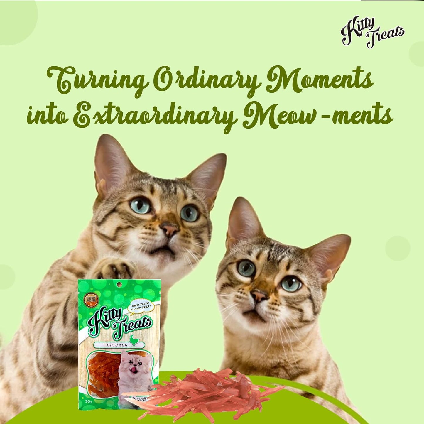 Kitty Treats Soft Chicken Jerky Sliced Cat Treats - 30g