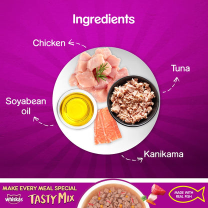 Whiskas Tasty Mix (Tuna With Kanikama And Carrot in Gravy) Adult (1+ year) Wet Cat Food
