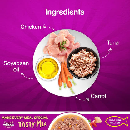 Whiskas Tasty Mix (Chicken With Tuna And Carrot in Gravy) Adult (1+ year) Wet Cat Food