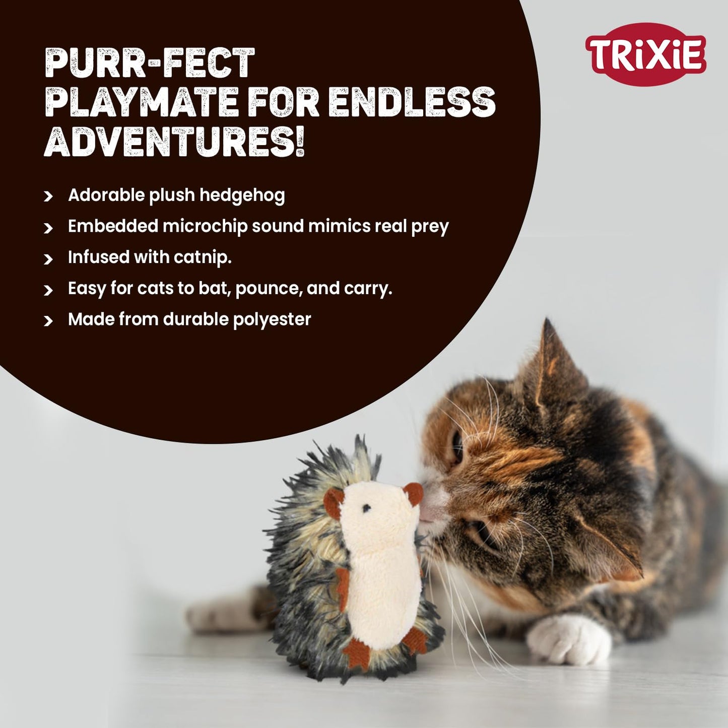 Trixie Hedgehog Plush Toy for Cats & Kittens - 8 cm