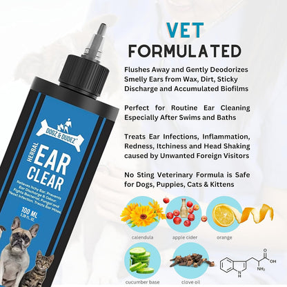Dogz & Dudez Herbal Ear Cleaner for Dogs & Cats