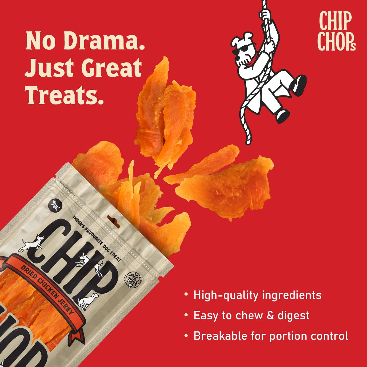 Chip Chops Sun Dried Chicken Jerky Dog Treat 250g