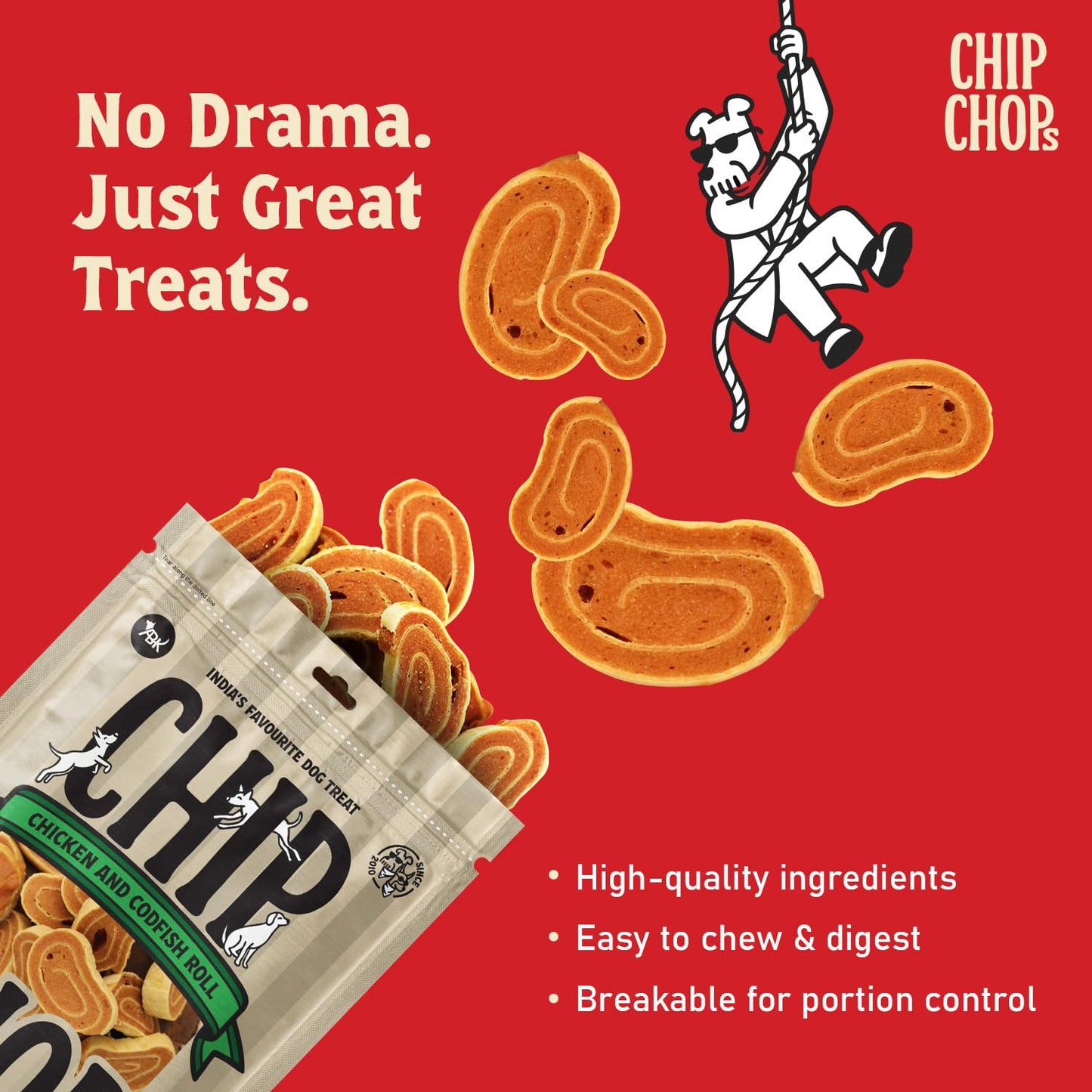 Chip Chops Chicken and Codfish Rolls Dog Treat 250g