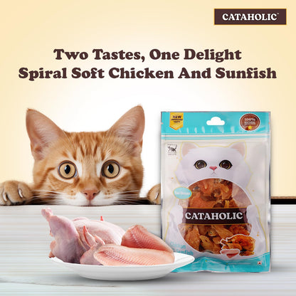 Cataholic Soft Chicken and Sunfish Spiral Treats Cat and Kittens - 50g
