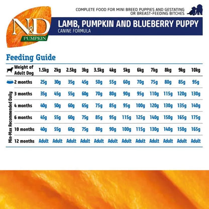 Farmina N&D Pumpkin Lamb & Blueberry Puppy Mini Dry Dog Food