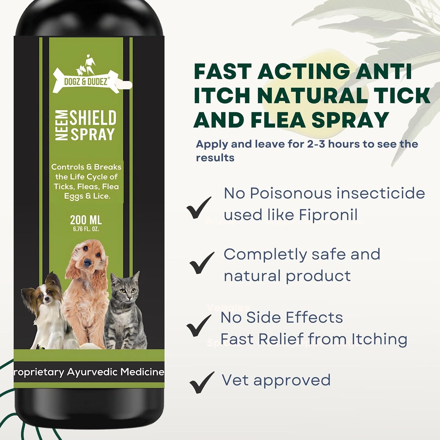 Dogz & Dudez Natural Neem Shield Tick & Flea Repellent Spray 400ML