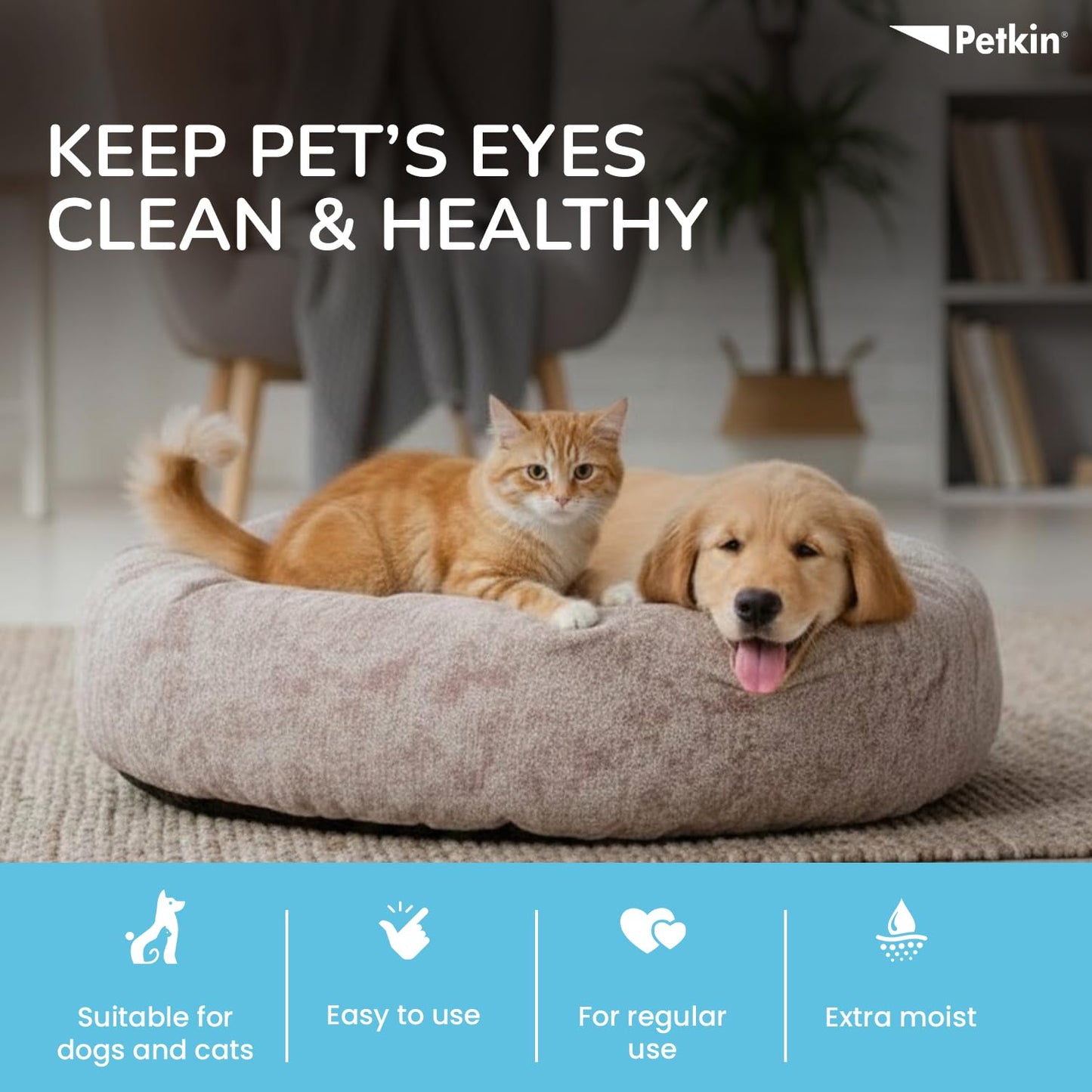 Petkin Jumbo Eyewipes for Dogs and Cats (80 WIPES)