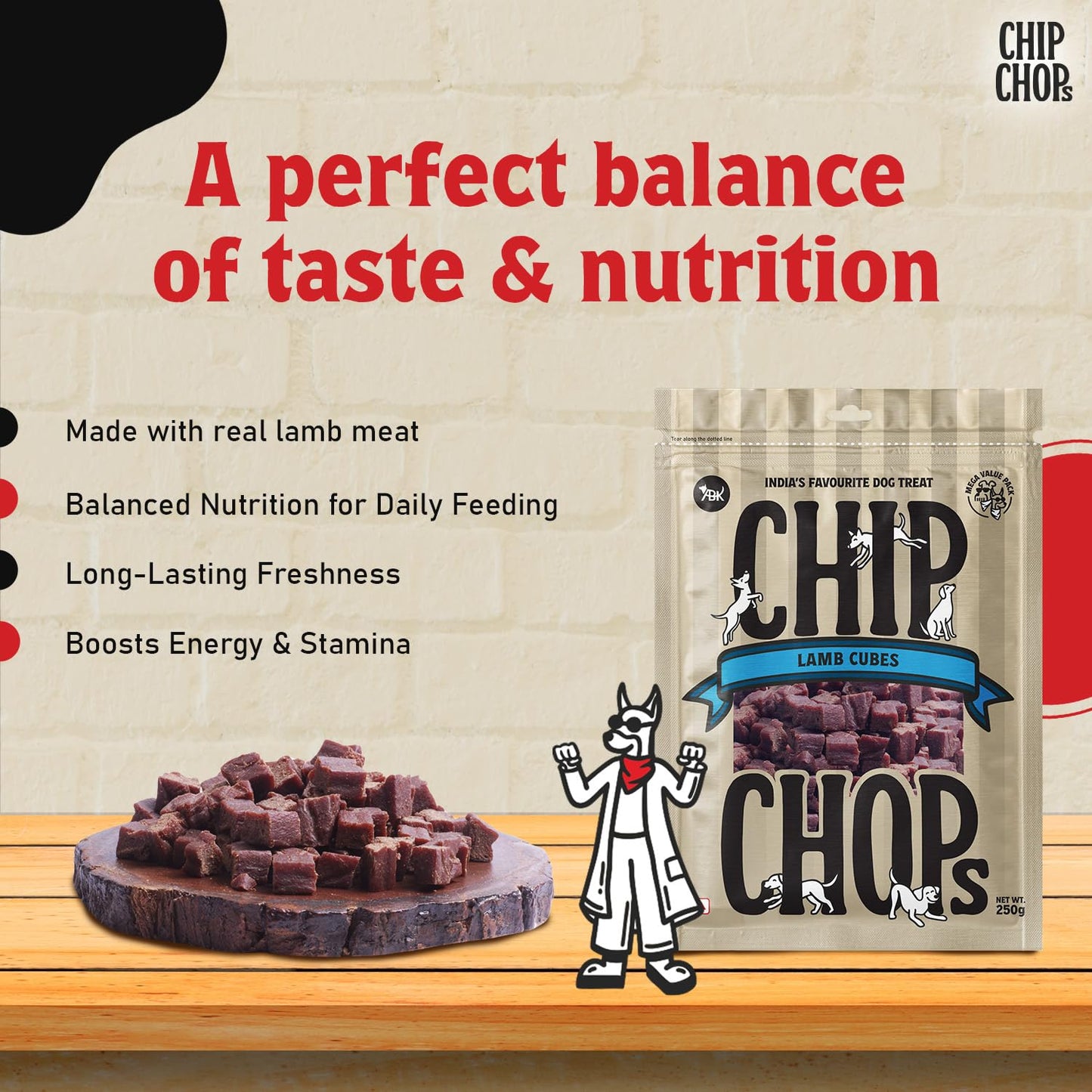 Chip Chops Lamb Cubes Dog Treats 250g